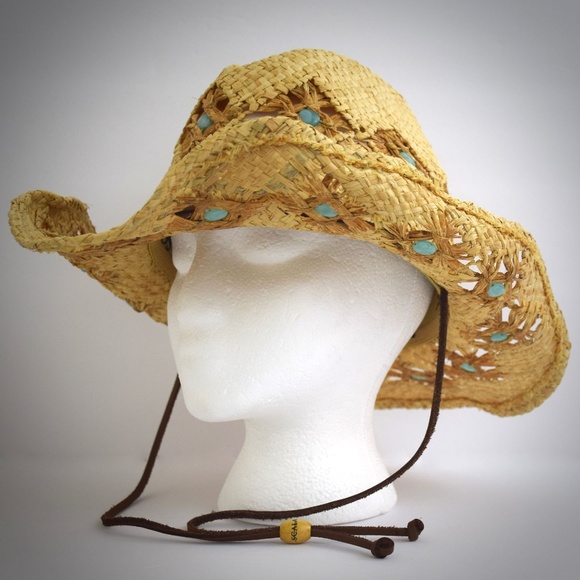 Scala Accessories - Scala Western Cowboy Sun Hat Woven Natural Fibers